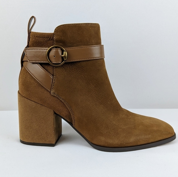 Vionic Tenley Ankle Boot Suede Leather Mid Shaft Zip Closure Toffee 9M NIB - Picture 5 of 15